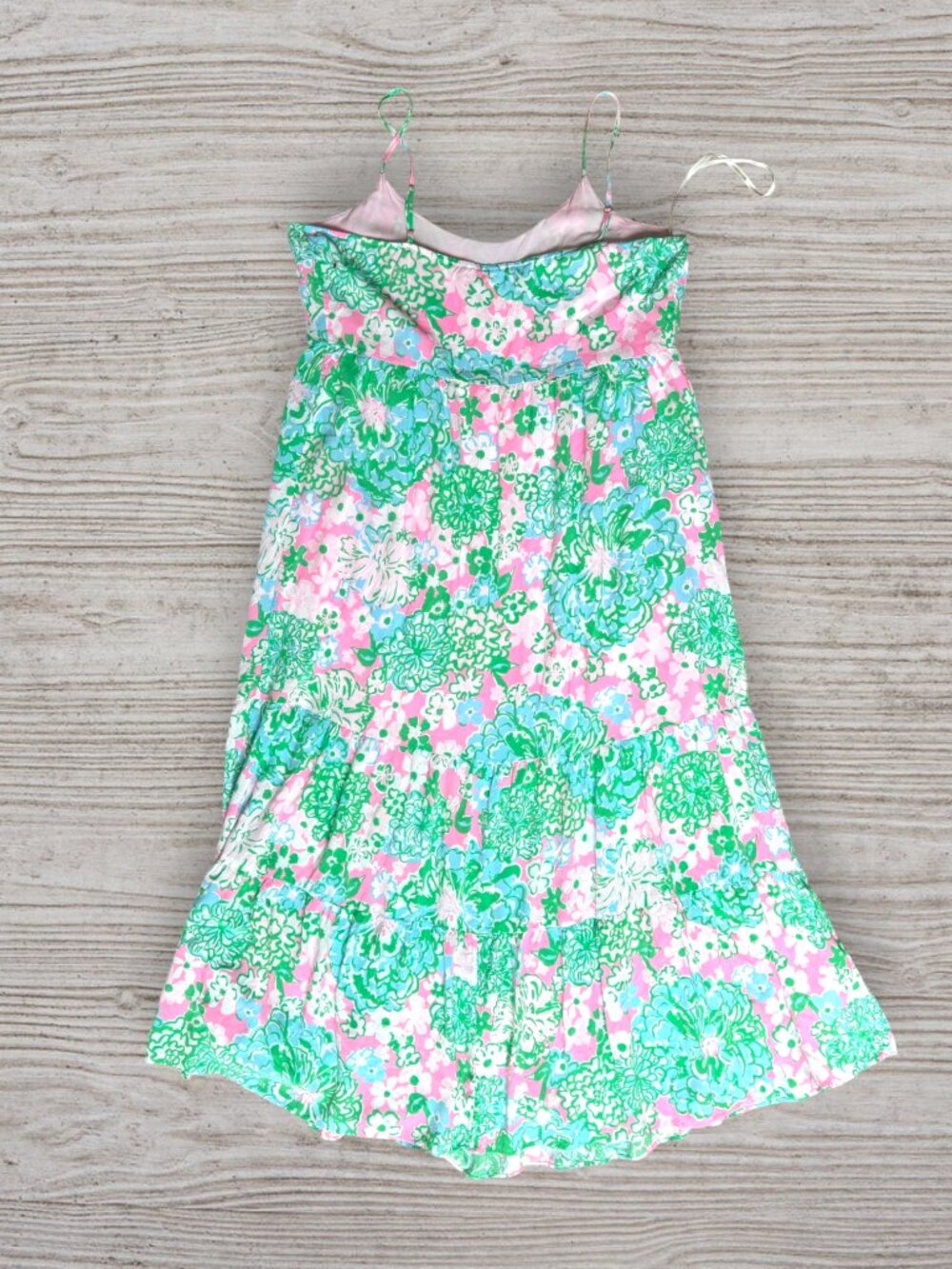 Lilly Pulitzer Teresa Maxi Dress XL Plumes in Bloom Floral Tiered Pink Green - Picture 8 of 9